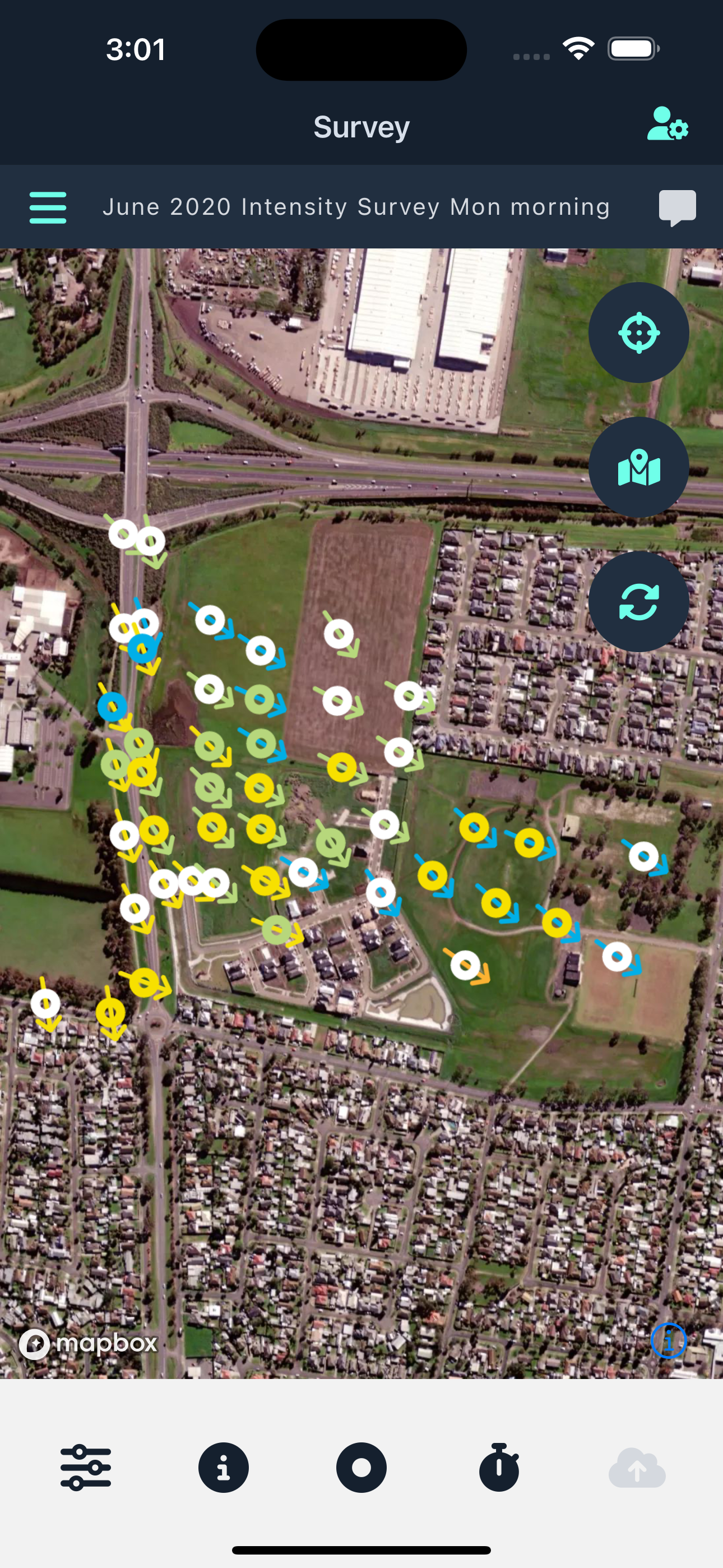 Mapping odour intensity, wind speed and direction data on the mobile device 7
