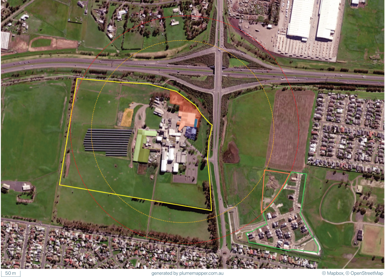 image of site, showing zones and buffers